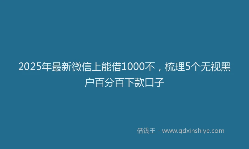 2025年最新微信上能借1000不，梳理5个无视黑户百分百下款口子