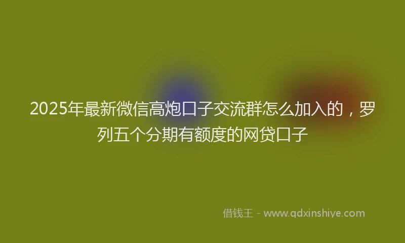 2025年最新微信高炮口子交流群怎么加入的，罗列五个分期有额度的网贷口子