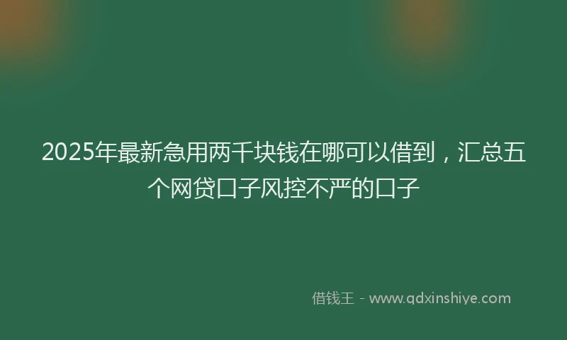 2025年最新急用两千块钱在哪可以借到，汇总五个网贷口子风控不严的口子