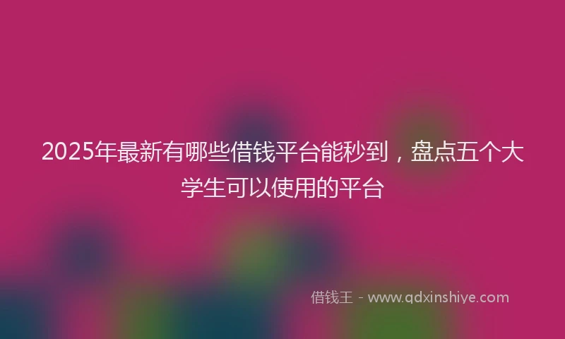 2025年最新有哪些借钱平台能秒到，盘点五个大学生可以使用的平台