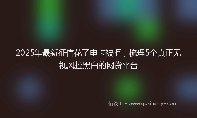 2025年最新征信花了申卡被拒，梳理5个真正无视风控黑白的网贷平台