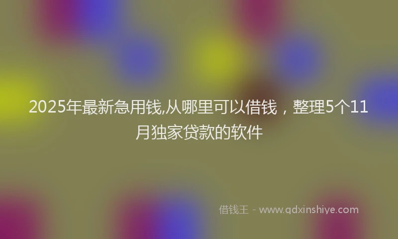 2025年最新急用钱,从哪里可以借钱，整理5个11月独家贷款的软件