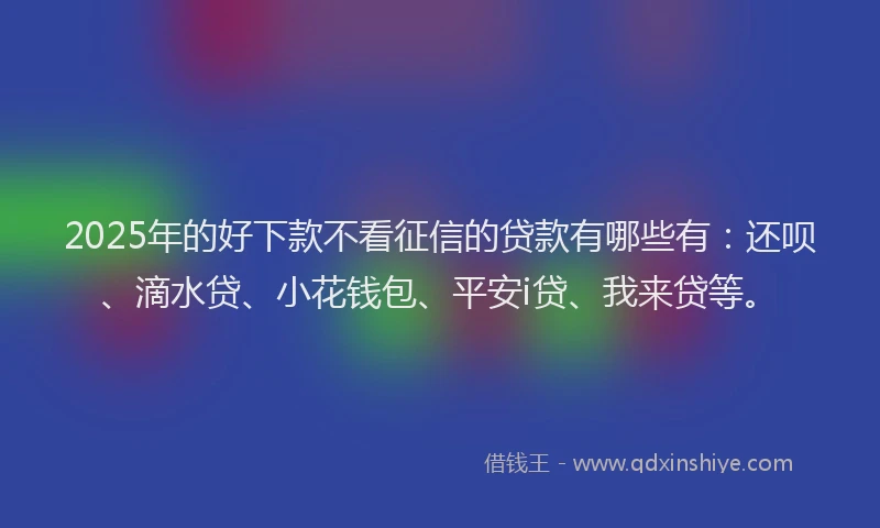 2025年的好下款不看征信的贷款有哪些有：还呗、滴水贷、小花钱包、平安i贷、我来贷等。