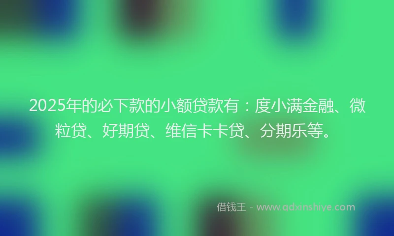 2025年的必下款的小额贷款有：度小满金融、微粒贷、好期贷、维信卡卡贷、分期乐等。