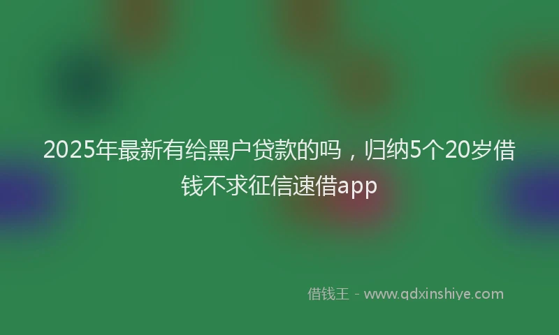 2025年最新有给黑户贷款的吗，归纳5个20岁借钱不求征信速借app