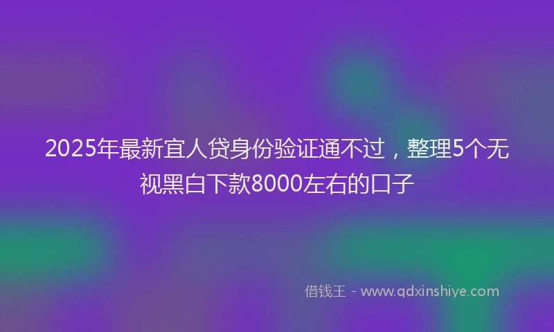 2025年最新宜人贷身份验证通不过，整理5个无视黑白下款8000左右的口子