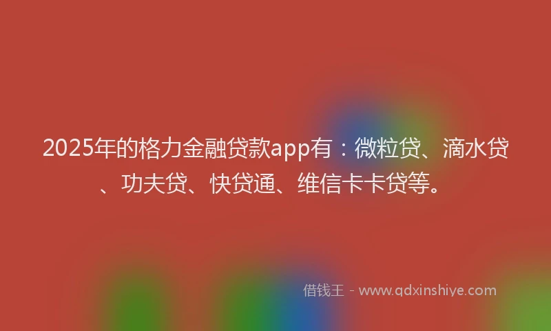 2025年的格力金融贷款app有：微粒贷、滴水贷、功夫贷、快贷通、维信卡卡贷等。