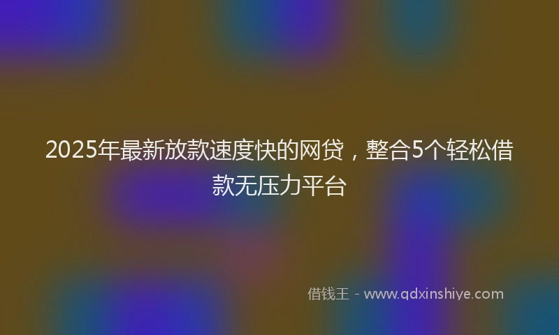 2025年最新放款速度快的网贷，整合5个轻松借款无压力平台