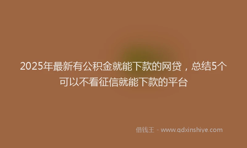 2025年最新有公积金就能下款的网贷，总结5个可以不看征信就能下款的平台