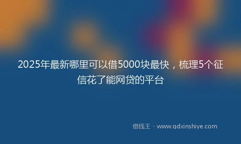 2025年最新哪里可以借5000块最快，梳理5个征信花了能网贷的平台