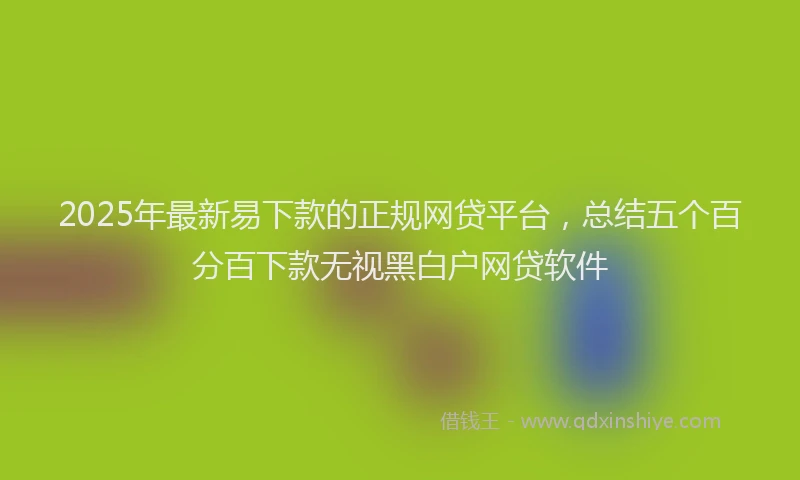 2025年最新易下款的正规网贷平台，总结五个百分百下款无视黑白户网贷软件
