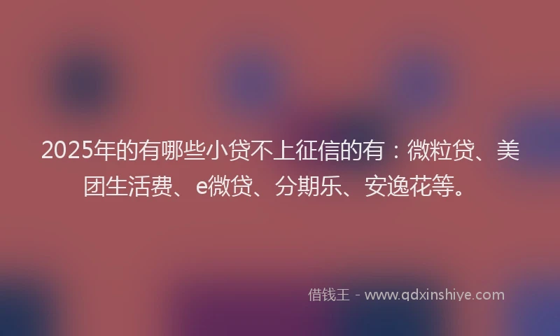2025年的有哪些小贷不上征信的有：微粒贷、美团生活费、e微贷、分期乐、安逸花等。