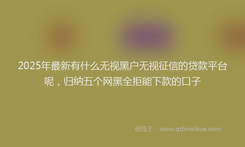 2025年最新有什么无视黑户无视征信的贷款平台呢，归纳五个网黑全拒能下款的口子