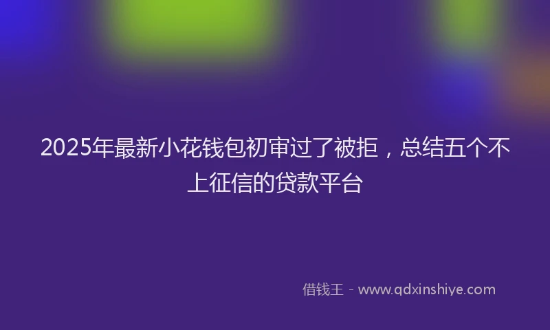 2025年最新小花钱包初审过了被拒，总结五个不上征信的贷款平台