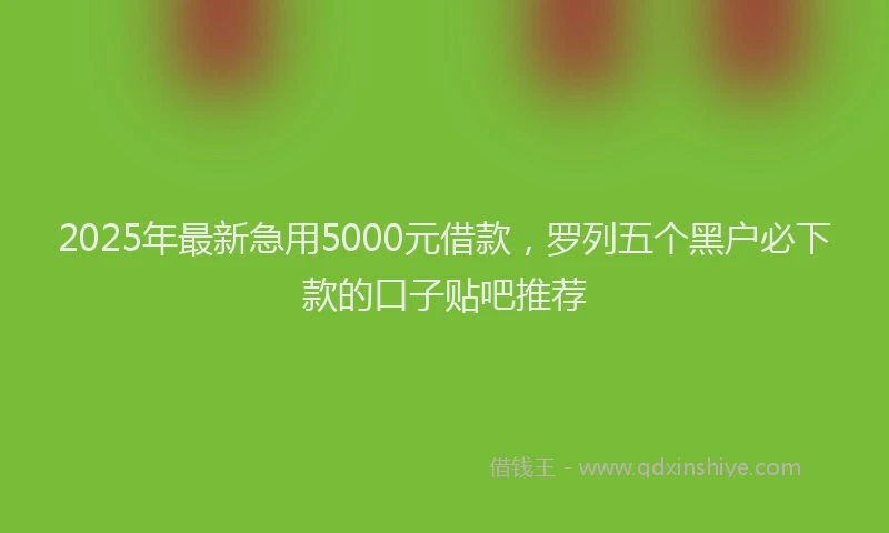 2025年最新急用5000元借款，罗列五个黑户必下款的口子贴吧推荐