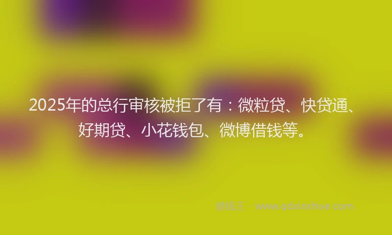 2025年的总行审核被拒了有：微粒贷、快贷通、好期贷、小花钱包、微博借钱等。