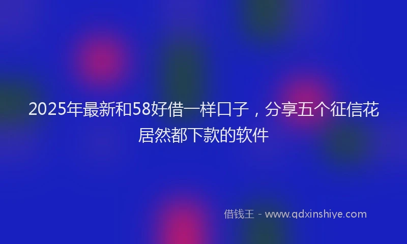 2025年最新和58好借一样口子，分享五个征信花居然都下款的软件
