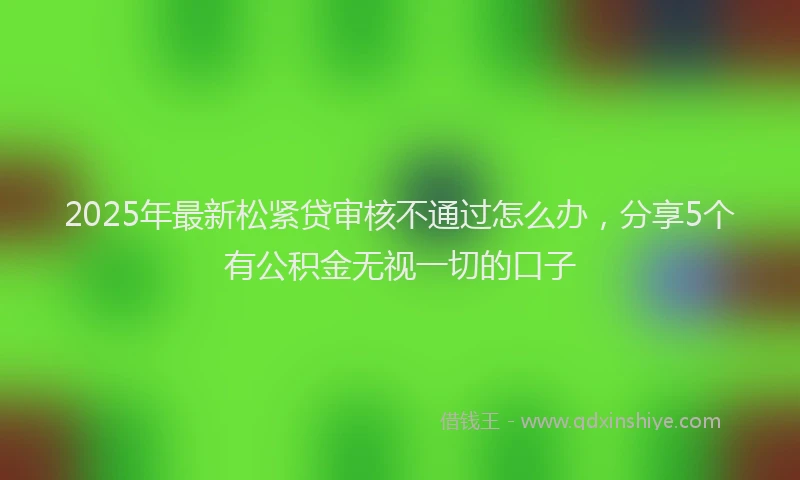 2025年最新松紧贷审核不通过怎么办，分享5个有公积金无视一切的口子