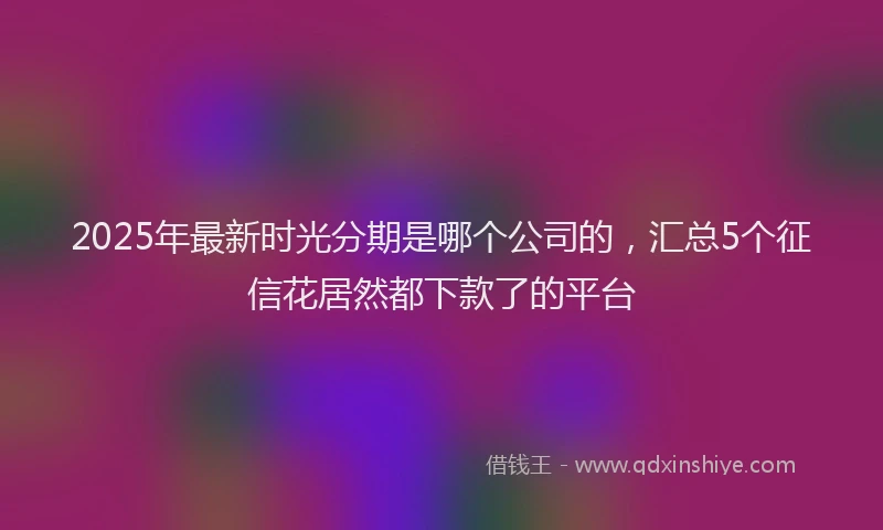 2025年最新时光分期是哪个公司的，汇总5个征信花居然都下款了的平台