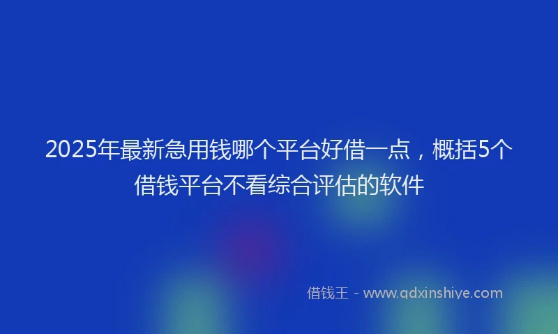2025年最新急用钱哪个平台好借一点，概括5个借钱平台不看综合评估的软件