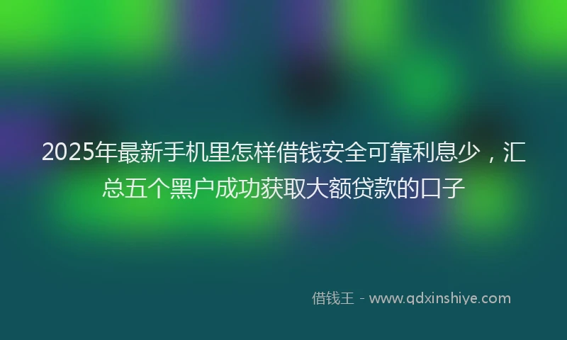 2025年最新手机里怎样借钱安全可靠利息少，汇总五个黑户成功获取大额贷款的口子