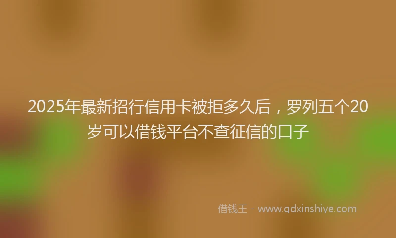 2025年最新招行信用卡被拒多久后，罗列五个20岁可以借钱平台不查征信的口子