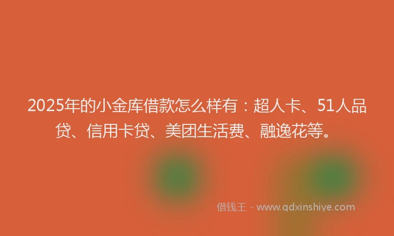 2025年的小金库借款怎么样有：超人卡、51人品贷、信用卡贷、美团生活费、融逸花等。