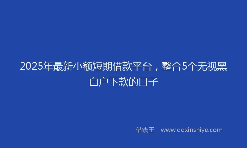 2025年最新小额短期借款平台，整合5个无视黑白户下款的口子