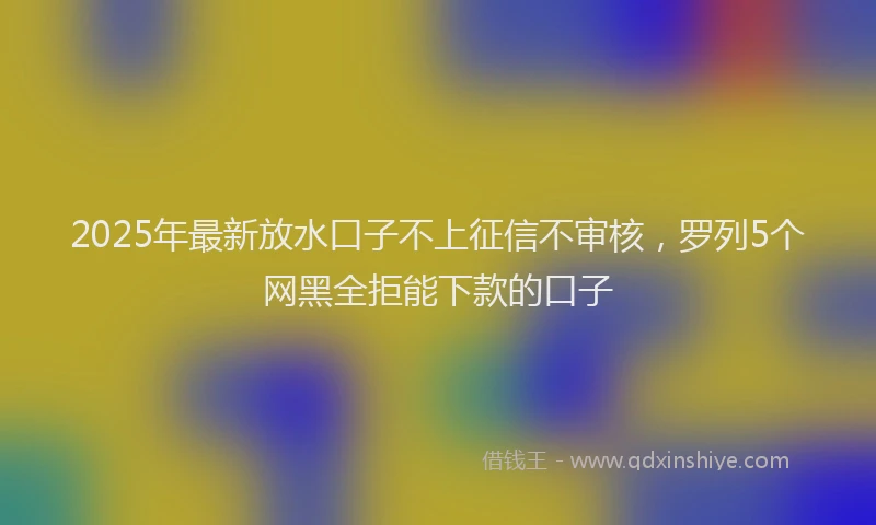 2025年最新放水口子不上征信不审核，罗列5个网黑全拒能下款的口子