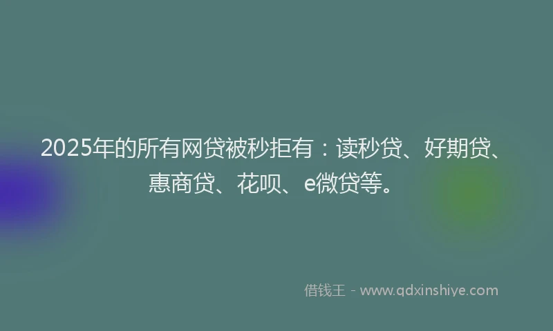 2025年的所有网贷被秒拒有：读秒贷、好期贷、惠商贷、花呗、e微贷等。