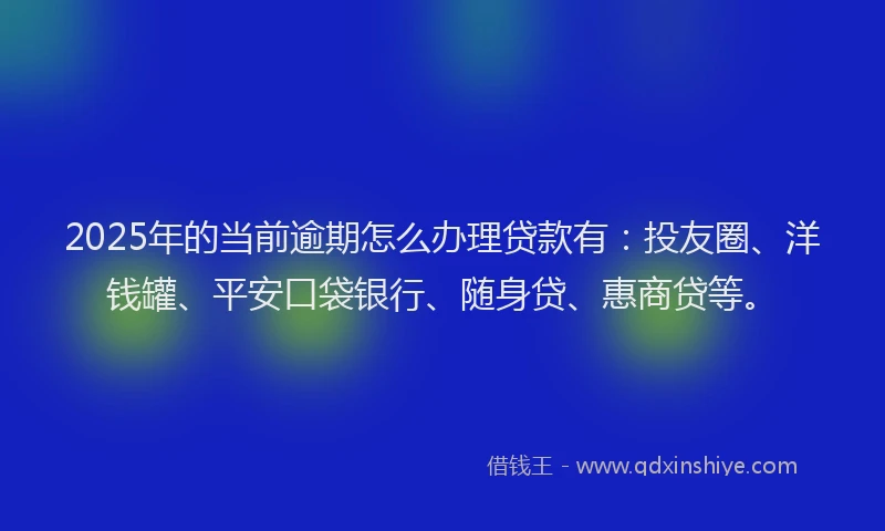 2025年的当前逾期怎么办理贷款有：投友圈、洋钱罐、平安口袋银行、随身贷、惠商贷等。