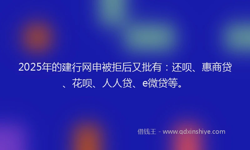 2025年的建行网申被拒后又批有：还呗、惠商贷、花呗、人人贷、e微贷等。