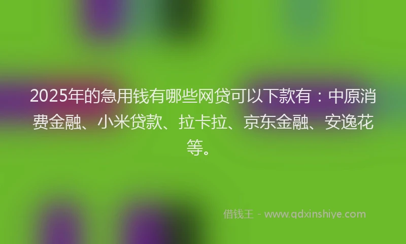 2025年的急用钱有哪些网贷可以下款有：中原消费金融、小米贷款、拉卡拉、京东金融、安逸花等。