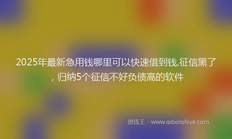 2025年最新急用钱哪里可以快速借到钱,征信黑了，归纳5个征信不好负债高的软件