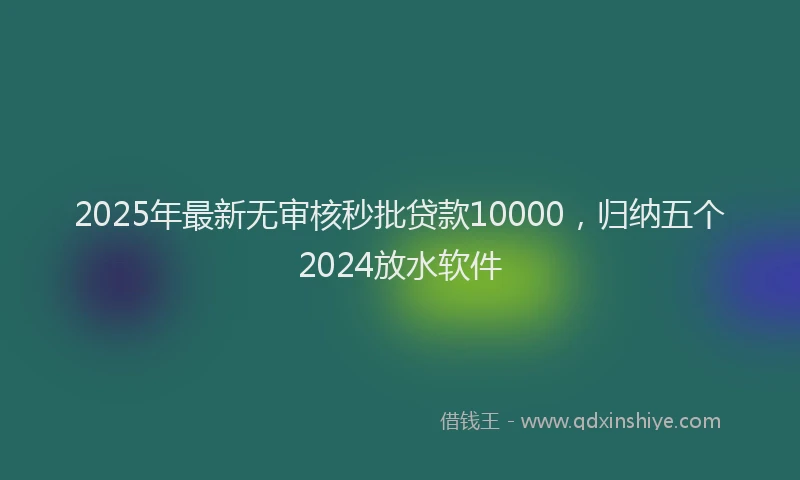 2025年最新无审核秒批贷款10000，归纳五个2024放水软件