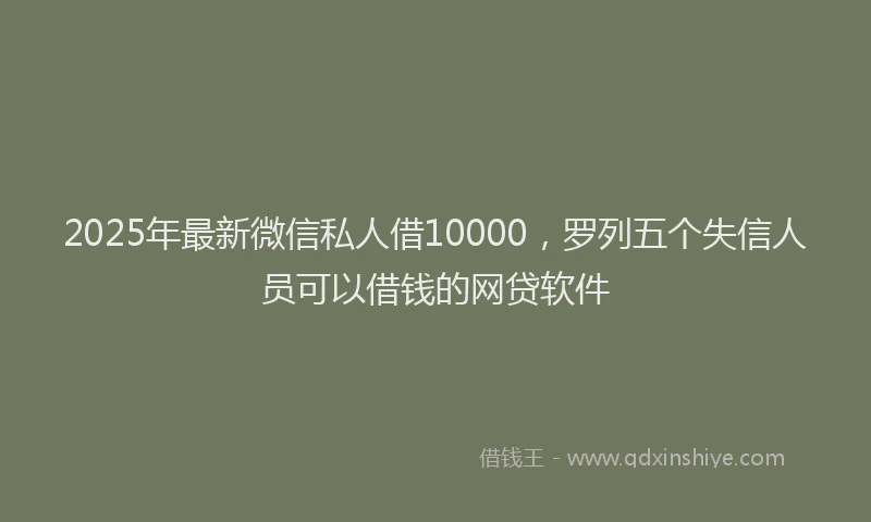 2025年最新微信私人借10000，罗列五个失信人员可以借钱的网贷软件
