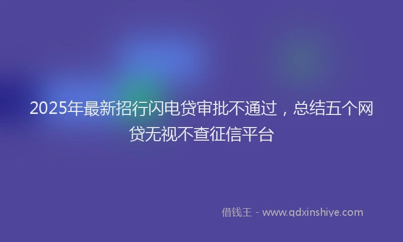 2025年最新招行闪电贷审批不通过，总结五个网贷无视不查征信平台