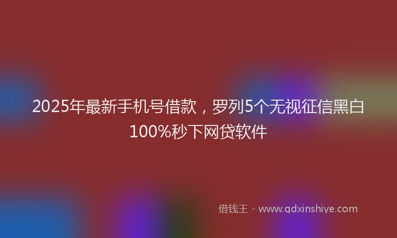 2025年最新手机号借款，罗列5个无视征信黑白100%秒下网贷软件