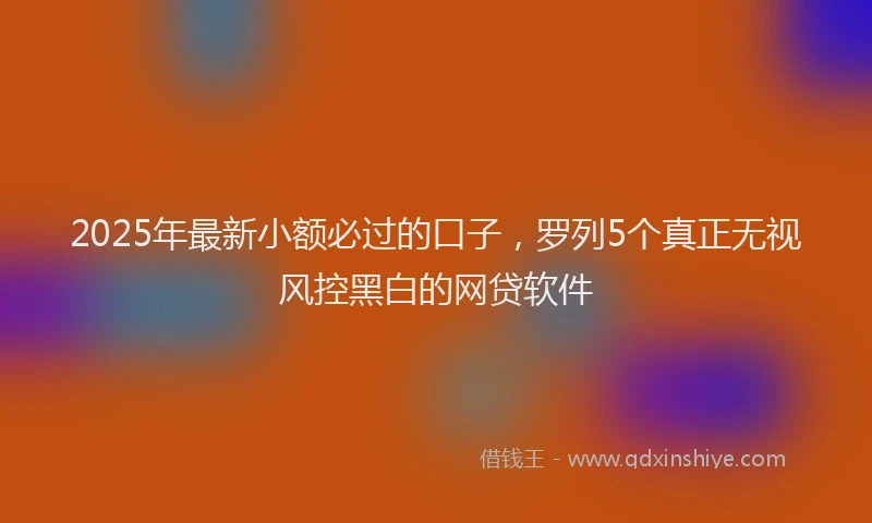 2025年最新小额必过的口子，罗列5个真正无视风控黑白的网贷软件