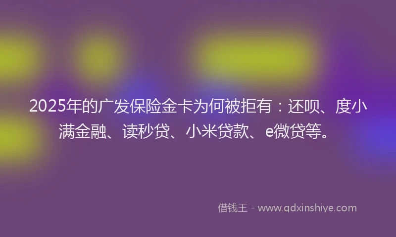 2025年的广发保险金卡为何被拒有：还呗、度小满金融、读秒贷、小米贷款、e微贷等。