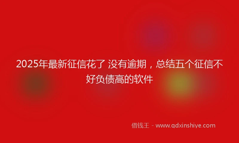 2025年最新征信花了 没有逾期，总结五个征信不好负债高的软件
