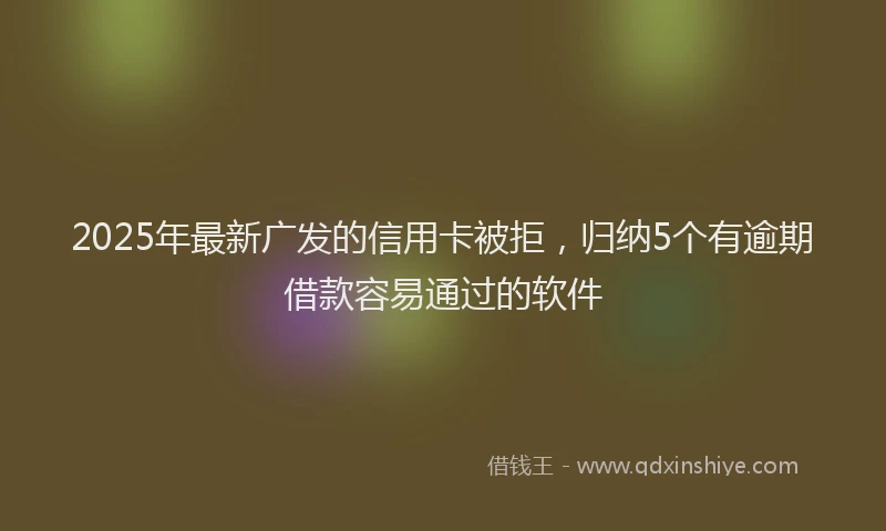 2025年最新广发的信用卡被拒，归纳5个有逾期借款容易通过的软件