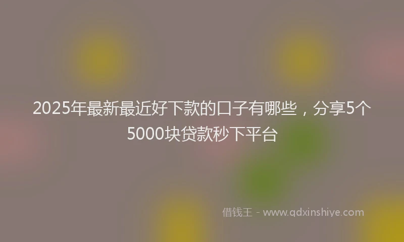 2025年最新最近好下款的口子有哪些，分享5个5000块贷款秒下平台