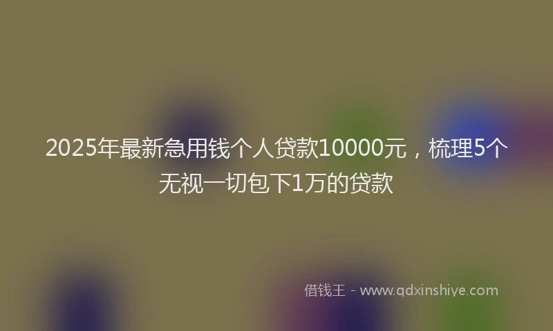 2025年最新急用钱个人贷款10000元，梳理5个无视一切包下1万的贷款