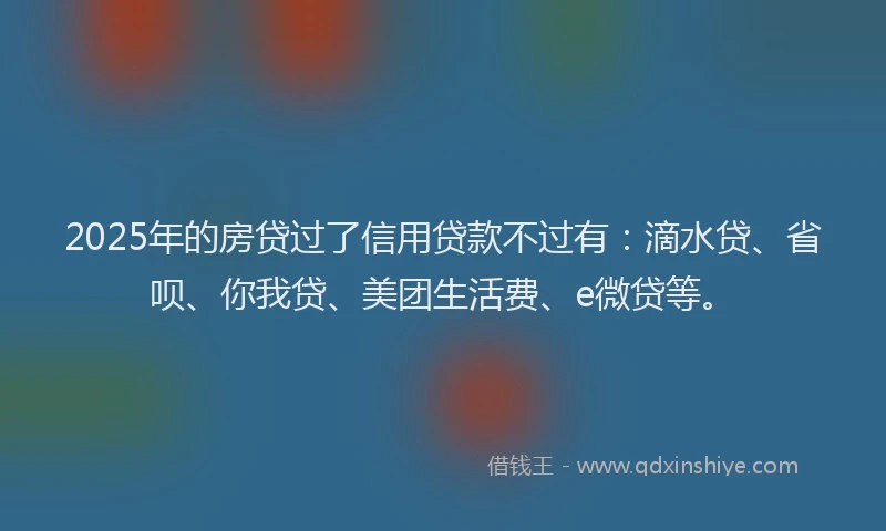 2025年的房贷过了信用贷款不过有：滴水贷、省呗、你我贷、美团生活费、e微贷等。
