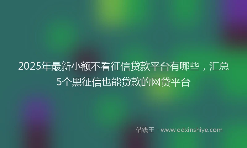 2025年最新小额不看征信贷款平台有哪些，汇总5个黑征信也能贷款的网贷平台