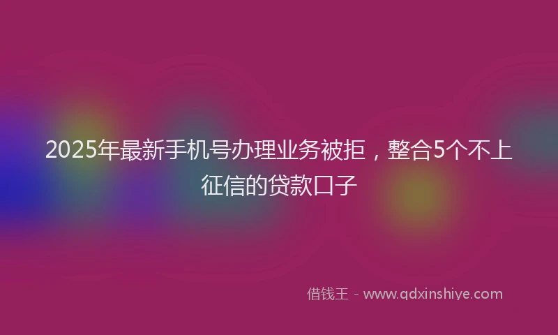 2025年最新手机号办理业务被拒，整合5个不上征信的贷款口子