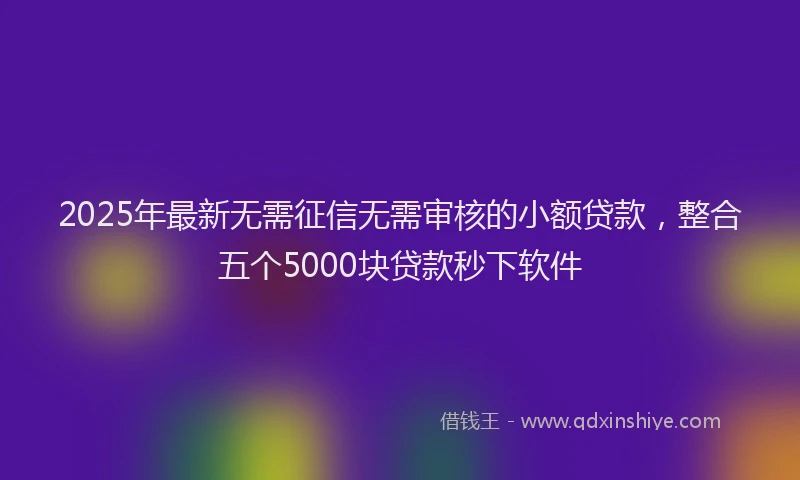 2025年最新无需征信无需审核的小额贷款，整合五个5000块贷款秒下软件