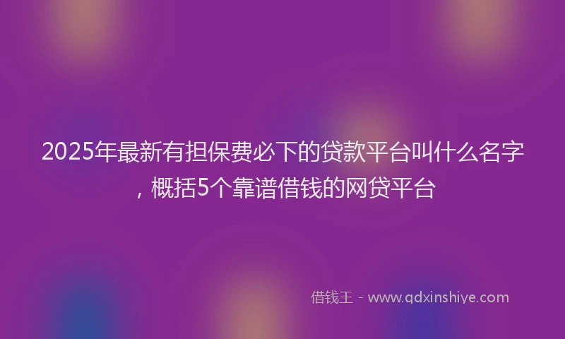 2025年最新有担保费必下的贷款平台叫什么名字，概括5个靠谱借钱的网贷平台
