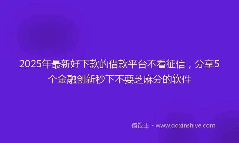 2025年最新好下款的借款平台不看征信，分享5个金融创新秒下不要芝麻分的软件